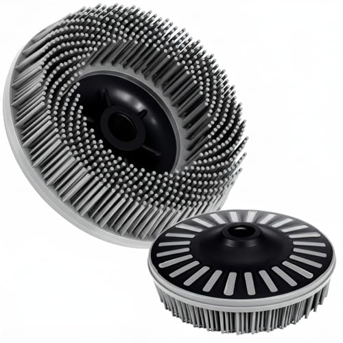 Image of Zhehao 4-1 /2 inch Grey 120 Grit Bristle Disc with 5 /8 inch-11 Threaded Hub Ceramic-Aluminum Oxide Abrasive Brush for Angle Grinder Remove Paint, Rust, Coatings, Weld Slag, Contaminants Max 12000 RPM Speed