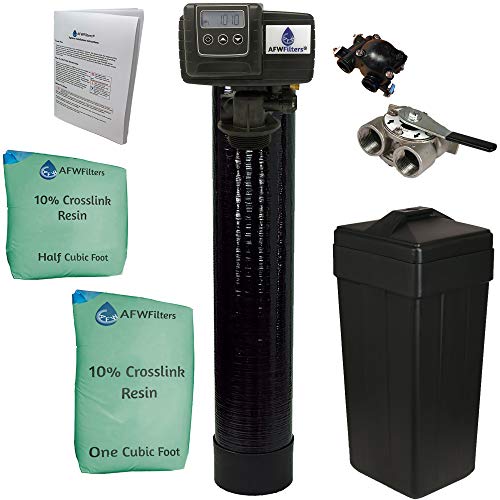 Afwfilters 1.5 Cubic Foot (48K) Whole Home Water Softener With Durable 10% Crosslink Resin, 1" Stainless Steel Fnpt Connection, And Black Tanks #TOP4
