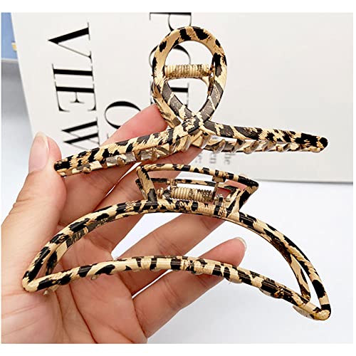 5 Pcs Large Metal Claw Clip 4.5 Inch Claw Clips For Thick Hair Large Metal Hair Claw Clips ​For Women Hair Clips Gold Leopard Print Jaw Clips #TOP6