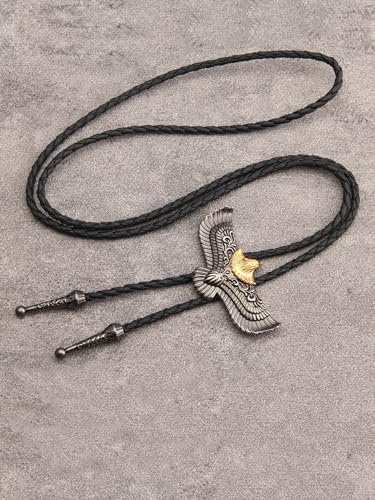 Image of GelConnie Native American Bolo Tie Rodeo Cowboy Leather Necktie Western Necklace Costume Accessories for Men,Women