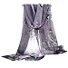 Sanwood Ladies Chiffon Scrawl Flower Printed Wrap Scarf (Grey)