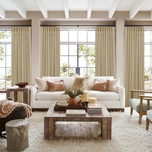 RYB HOME Linen Sheer Curtains 2 Panels for Living Room, Semi Transparent Privacy Drapes with Rod Pocket Farmhouse Style Window Treatments for Bedroom， Camel， 52" W x 84" L by RYB HOME - Image 7