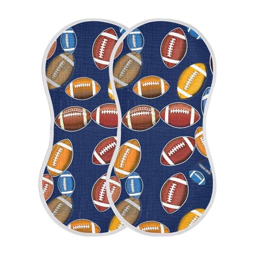 xigua Footballs Muslin Baby Burp Cloths Set of 2, Super Soft & Absorbent Burping Rags, Cotton Burp Clothes Shower Gift for Newborn, Baby Girls and Boys2