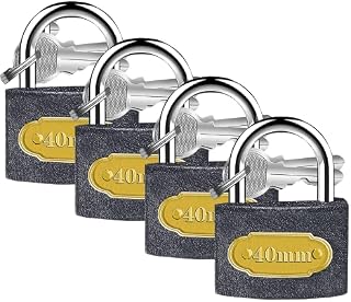 SIC ® 4 Heavy Duty Padlocks | 40mm Padlocks with Keys | Padlocks Outdoor Heavy Duty Waterproof | Pad Lock Ideal for Shed, Fence, Garage | Padlock Outdoor Weatherproof | Outdoor Padlock
