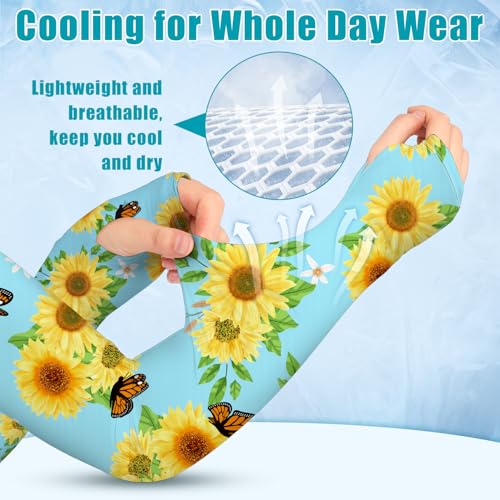 Image of Bebila Gardening Sleeves for Women Farm UV Sun Protection Anti-Scratch Cooling Sleeves with Thumb Hole Arms Cover Outdoors