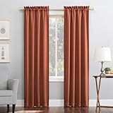 Sun Zero Easton Energy Saving Blackout Rod Pocket Curtain Panel, 40' x 84', Terracotta