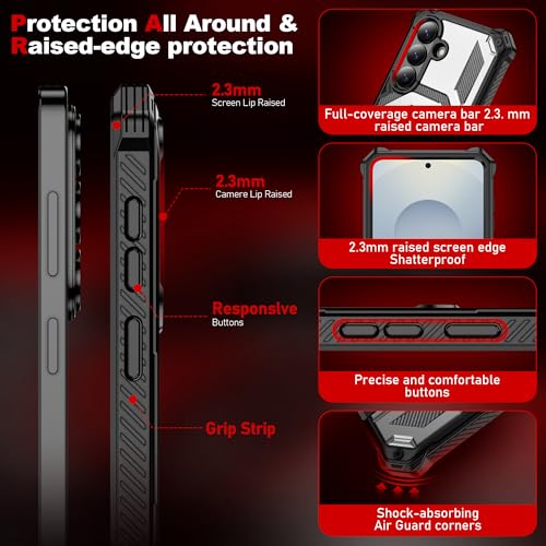 S26 Plus case Compatible with MagSafe | [HD Screen Protector×2] [Hidden Multi-Function Stand] 14FT Military Grade Drop Proof Protective Phone Cover Grey - image 4