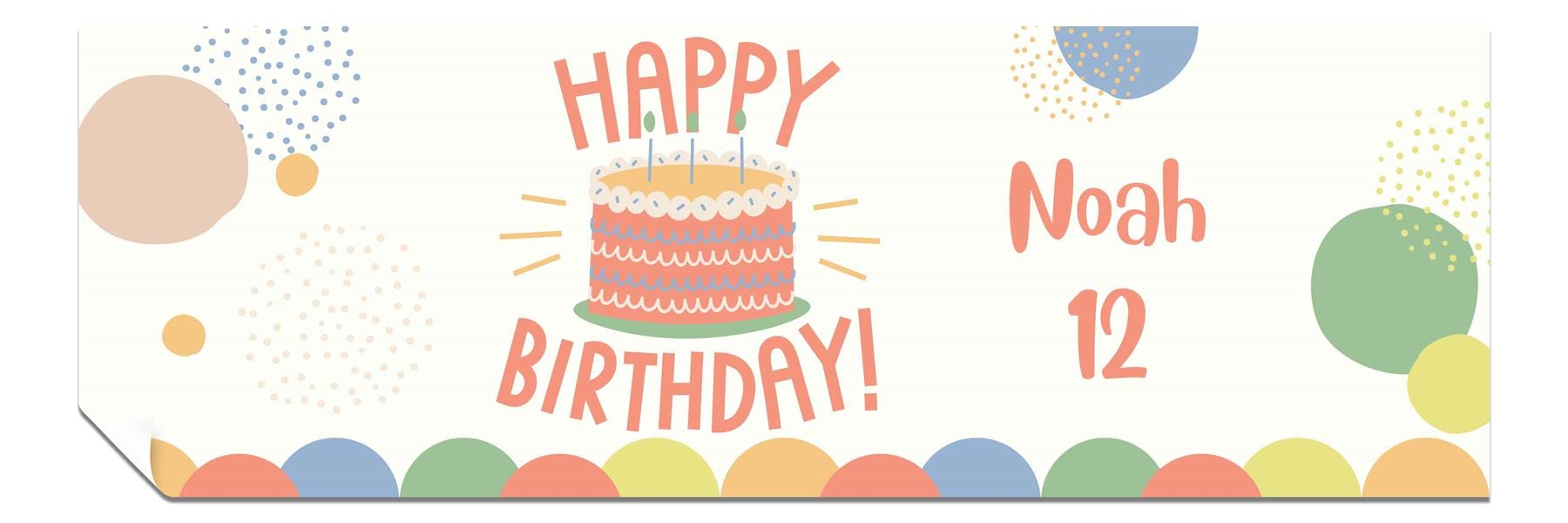 Personalised Birthday Banners - Happy Birthday Decorations for Kids’ Party - Girl & Boy Banner - Colourful Dots 1 x 3ft Small Banner