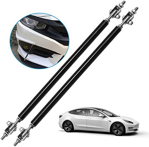 Front Bumper Lip Splitter Strut Brace Rod Tie Support Bars Adjustable Universal 200mm Black (Set of 2)