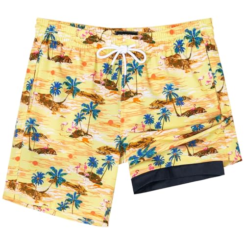 Image of SURF CUZ Mens Swim Trunks with Compression Liner Swim Shorts 7 inch Swimming Trunks Stretch 7 Inch Swim Suits Quick Dry