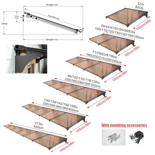 Auvent de porte en polycarbonate haut de gamme pour couverture d'entrée - 3