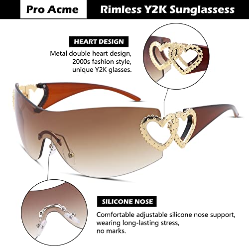 Pro Acme Wrap Around Rimless Sunglasses Women Men, Oversized Fashion Futuristic Sun Glasses Cool Shade 2000S Trendy4