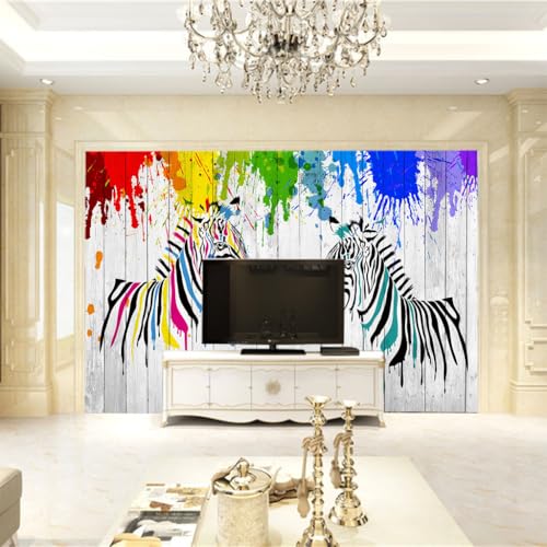 Papier peint intissé grand format 3D zèbre pour décoration murale