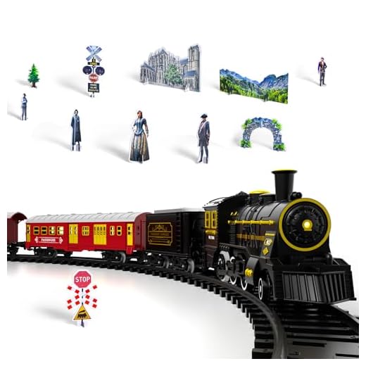 Lucky Doug Christmas Train Set Toys for Kids, Electric Toy Train Set W/ Smokes, Light & Sound Include 5 Cars and 29 Tracks, Train Set Toys Birthday for 3 4 5 6 Year Old Boys Girls