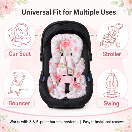 Image of Infant Support Cushions, Insert for Car Seats, Stroller Cushions, Pink