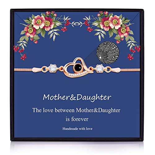 Image of HUASAI Mother Daughter Bracelet I Love You Bracelet for Mom Mothers Day Bracelet 100 Languages Bracelet Clearance Items Under 4 Dollars Gifts