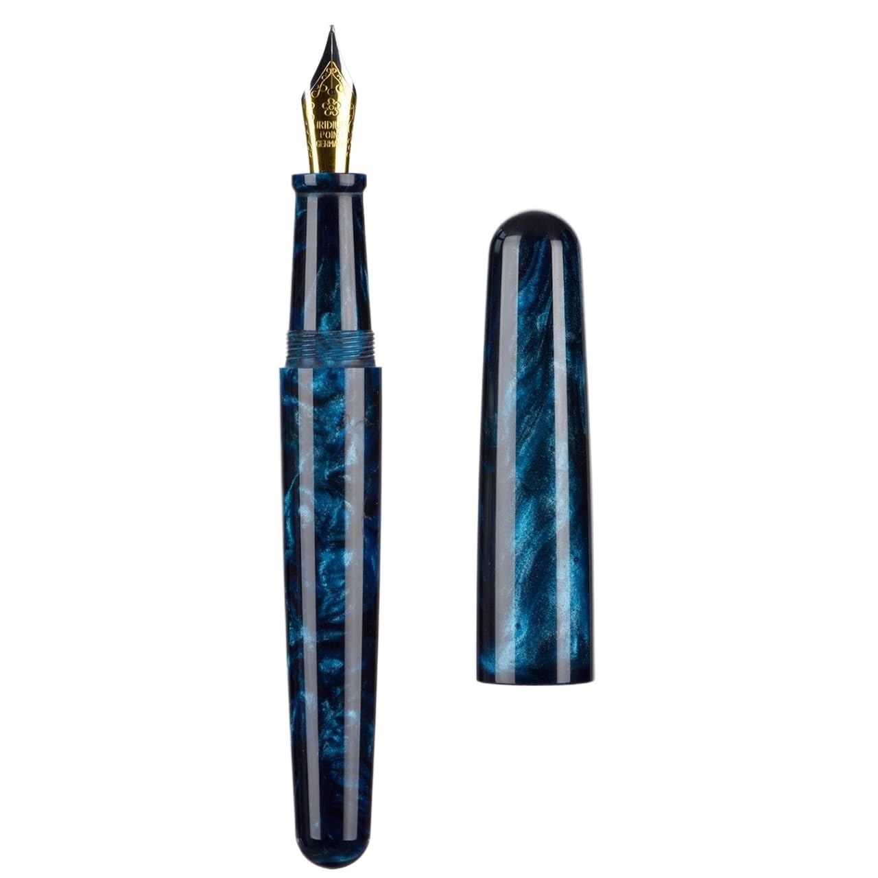 Füllfederhalter aus Kunstharz, Acryl, Blau / Schwarz, große Größe, EF/F/M, schöne Tinte, luxuriöses Geschenk für Büro, Business, Schule (EF 0,38 mm)