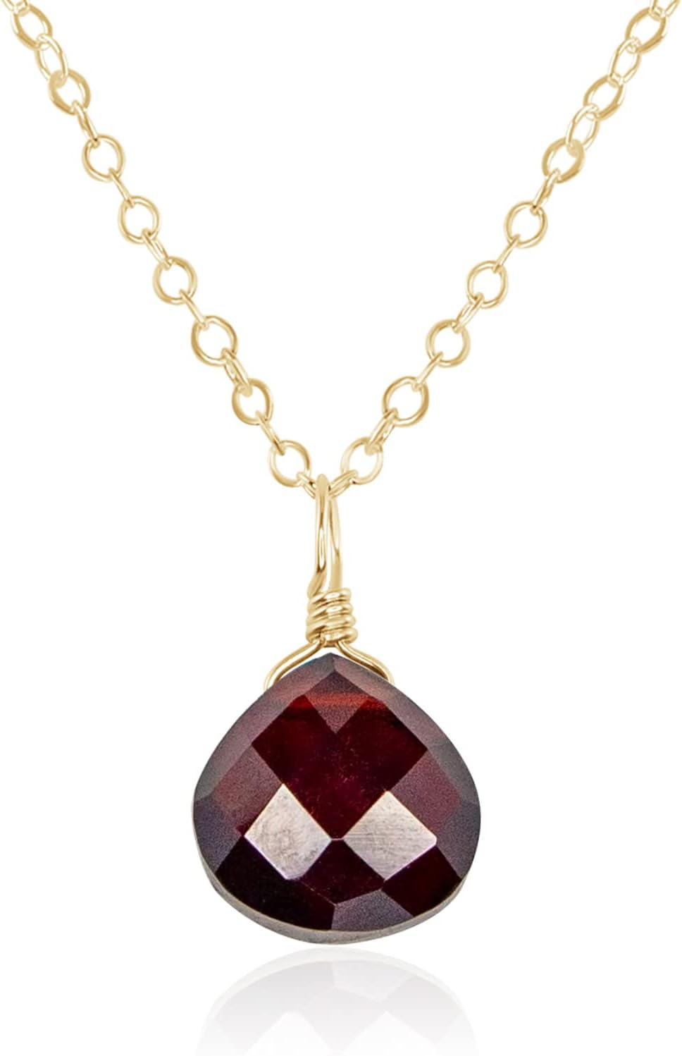 Garnet Teardrop Necklace in 14k Gold Fill