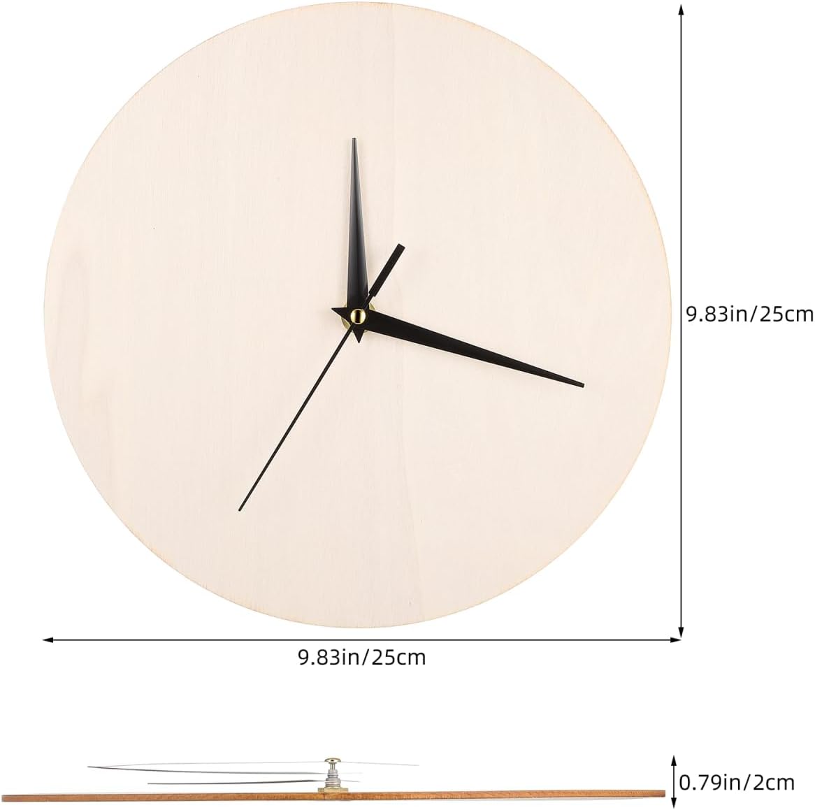 STOBAZA Blank Wooden Clock Dial for Crafts: Unfinished Wooden Dial Painting Clock Face with Pointer & Easel for Kids Learning Accessories DIY Replacement Parts Decorative for Kitchen Bathroom