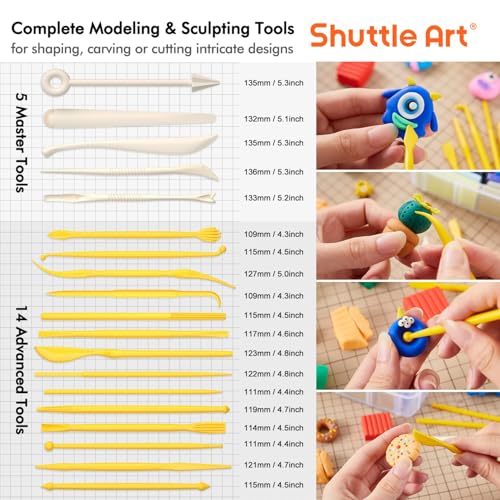 shuttle art 82 colors polymer clay kit with 19 clay tools 16 kinds of accessories non-toxic non-sticky ideal diy art craft gift for kids adults