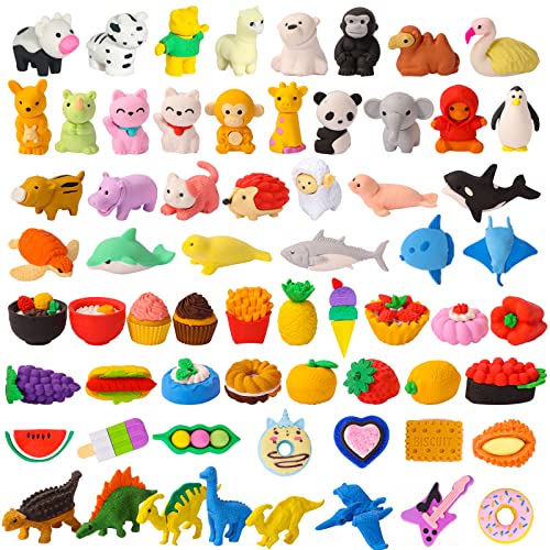 Mgparty 60Pcs Animal Erasers For Kids Pencil Erasers Puzzle Erasers 3D Mini Bulk Pull Apart Erasers For Birthday Party Favors Carnival Prizes Box Classroom Rewards Treasure Box Games Prizes #TOP25