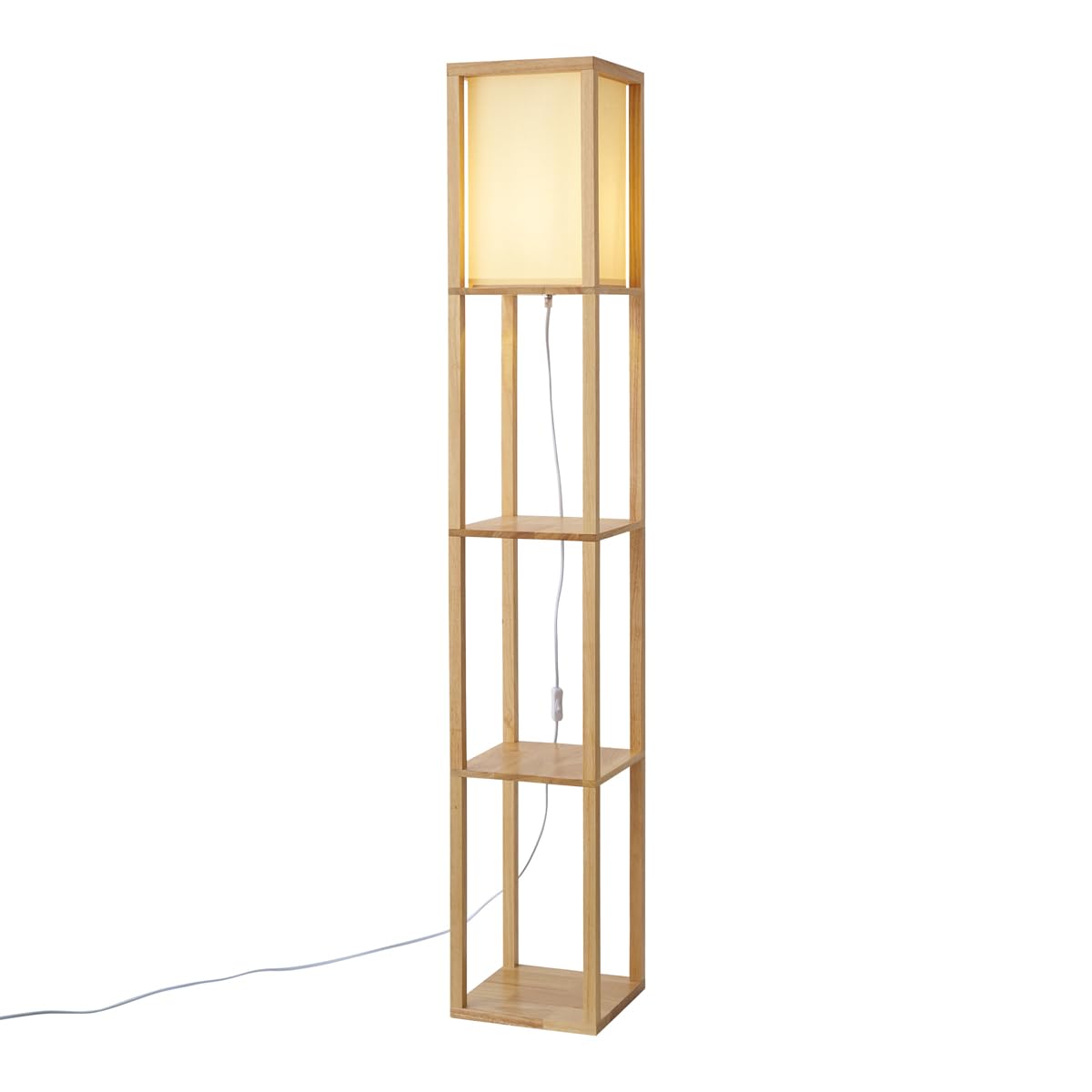 Qazqa Modern Floor lamp, Standing lamp - stojan - Brown, Rectangle, Wood, max. 15W, e27, 159cm, Living Room