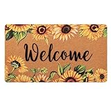 joybest Welcome Door Mat with Heavy Duty Backing, Sunflower Front Doormat for Front Porch Entrance, Home Entryway Farmhouse Decor, Indoor and Outdoor Doormats, 17 x 29 Inch