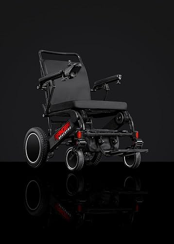 Porto Mobility Ranger SpacePro XL - Silla de ruedas eléctrica de fibra de carbono ligera y plegable de próxima generación (carbono, asiento ancho XL)