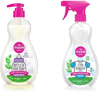 Dapple Baby - Bottle & Dish Soap, Plant Based Bottle Cleaner - 500ml, 16.9 Ounces & Baby Stain Remover Spray - 500ml, 16.9 Ounces
