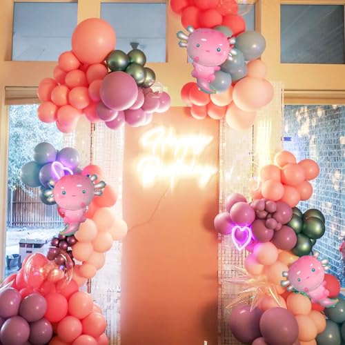 Image of 2pcs Axolotl Balloons Axolotl Foil Balloon Pet Balloon for Axolotl Birthday Party Decorations Pink Axolotl Party Supplies Axolotl Theme Party Water Pet Party Summer Beach Party Sea Animal Party Decor