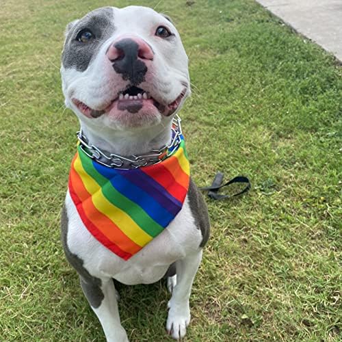 2 Pcs Rainbow Pride Dog Bandanas Cotton Multi-Purpose Handkerchiefs Collar Party Supply Pet Bandanas (Rainbow)