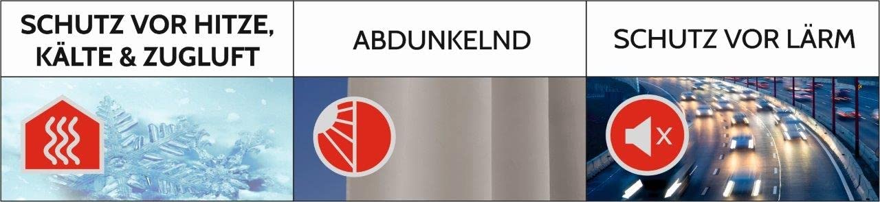 HOMEbasics | Akustikvorhang Uni | ACUSTICO | Lärm-, Hitze-, Kälte- und Zugluft-Schutz + abdunkelnd | Natur | 245 x 135 cm