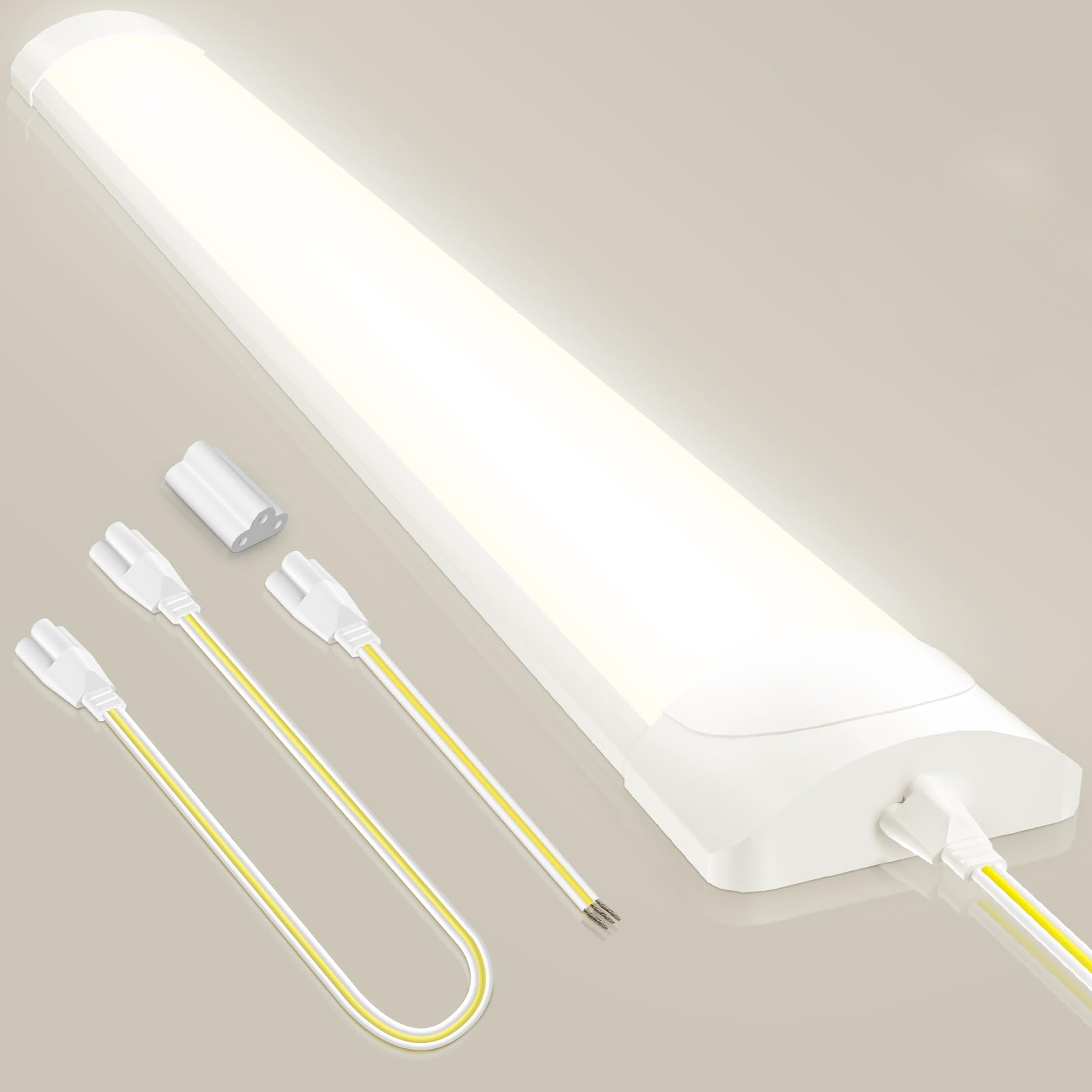 Ankishi 4500K Led Batten Lights,5FT 50W Led Tube Light,7200LM Office Ceiling Lights with Splicing Heads & Splicing Cables for Shop/Office/Garage/Warehouse/Kitchen/Living Room