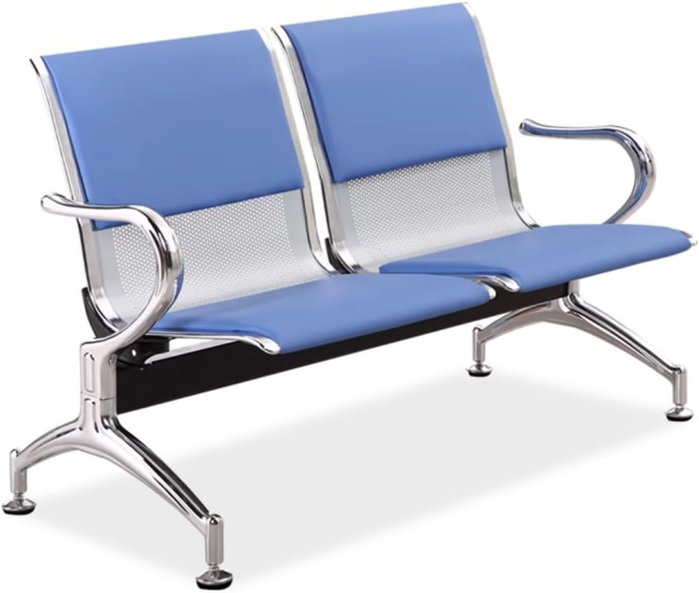 YVYKFZD Waiting Room Chairs, Waiting Room Bench with Arms, PU Leather Office Guest Reception Chairs, Airport Reception Bench for Bank Hospital School(Blue,2 Seat)