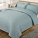Produktbild Dreamscene hübschen Satin Stripe Bettwäsche-Set, Duck Egg Blau, doppelte