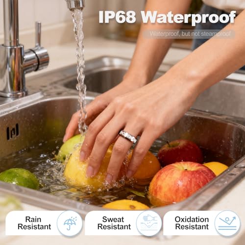 Image of Smart Ring for Women Fitness Ring Health Ring No Subscription Fee White 9# | IP68 Waterproof with Heart Rate, Step Counting, Sleep Monitoring, for iPhone /Android