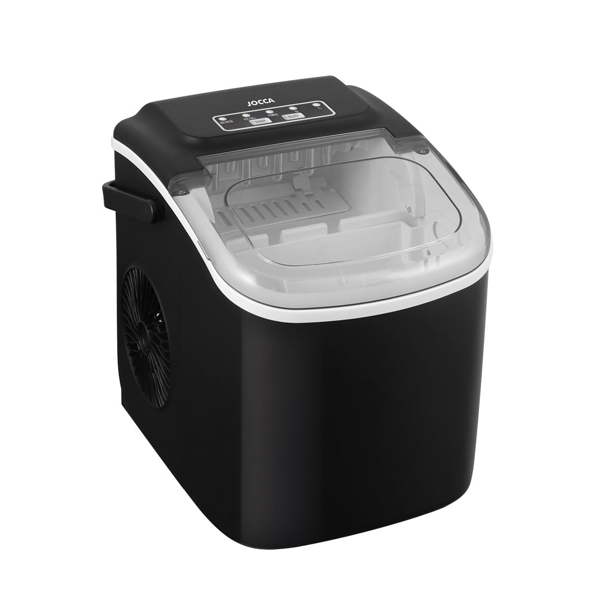 Jocca - Macchina per il ghiaccio domestica con capacità di 12 kg in 24 ore | Sistema autopulente | 2 dimensioni di cubi | Macchina per il ghiaccio portatile a casa