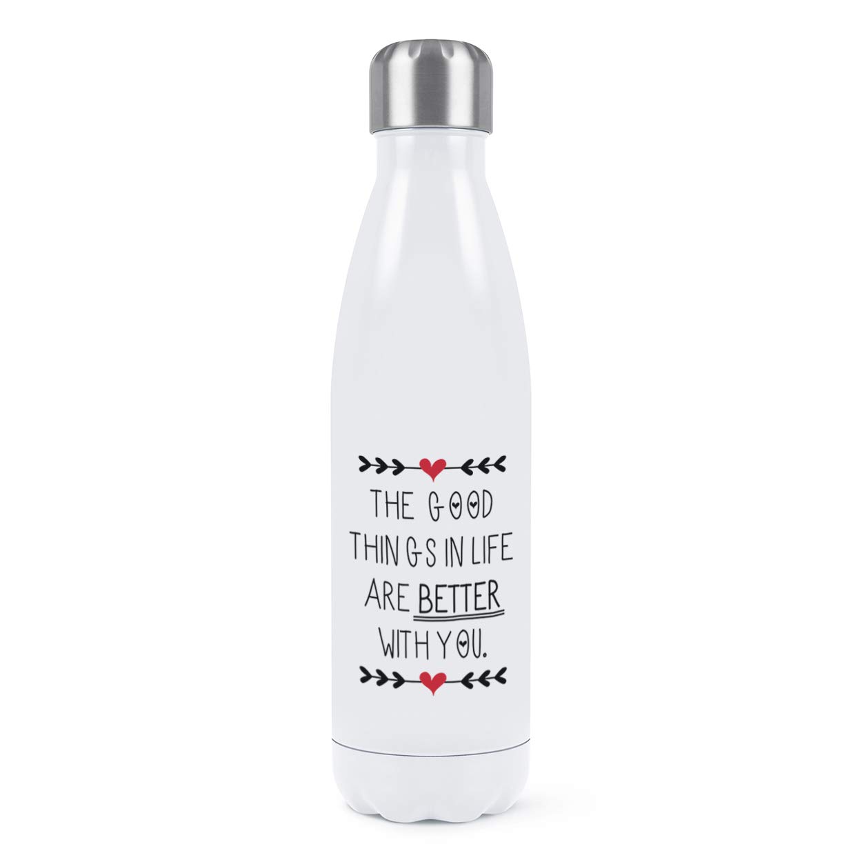 Bouteille eau double paroi message inspirant gourde inox 500ml blanc cadeau