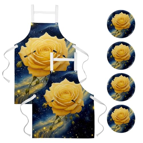 Tablier de cuisine homme et femme lot de 2 grand format avec poches