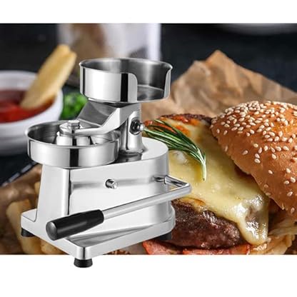 Kommerzieller Hamburger-Patty-Presse-Maker, 4-Zoll-Edelstahl-Burger-Patty-Maker, manuelles Grill-Burger-Presswerkzeug, Hamburger-Formungsprozessor, für Zuhause, Restaurant – Bild 3