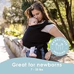 Sleepy Wrap Bébé Wrap Transporteur Sling pour les nouveaux-nés - Porte Bebe porte-enfant pour nouveau-né jusqu'à 35 Lbs - Mains Free Stretchy Ergo Sling (Noir)