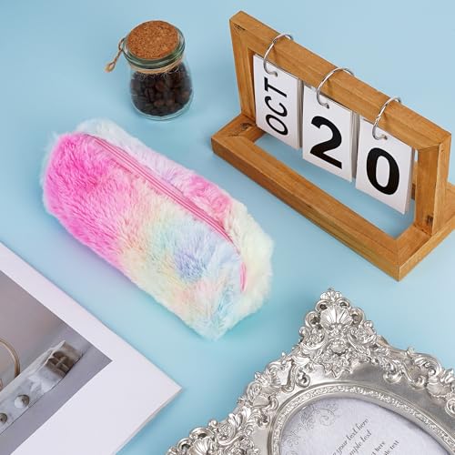 Image of Fluffy Pencil Case, Plush Pencil Case Rainbow, Soft Pouch Colored Storage Bags, Makeup Pouch, for Daily Study Work(1Pcs)