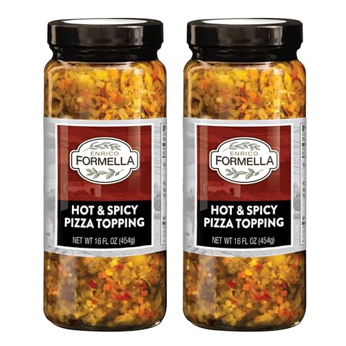 Enrico Formella | Hot & Spicy Pizza Topping | Italian - Chicago Style Hot Pickled Vegetables 16oz. (2-pack)