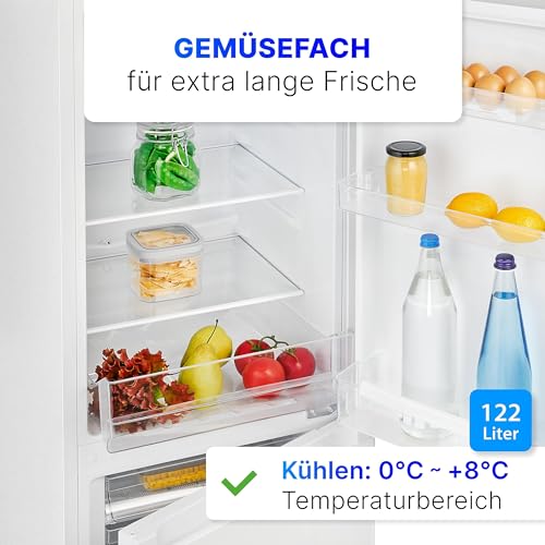 Bomann® Kühlschrank mit Gefrierfach 143cm hoch | Kühl Gefrierkombination 175L mit 3 Ablagen & 3 Schubladen | Türanschlag wechselbar | leise Kühlgefrierkombi 39db | Kühlschrank KG 320.2 weiß – Bild 5