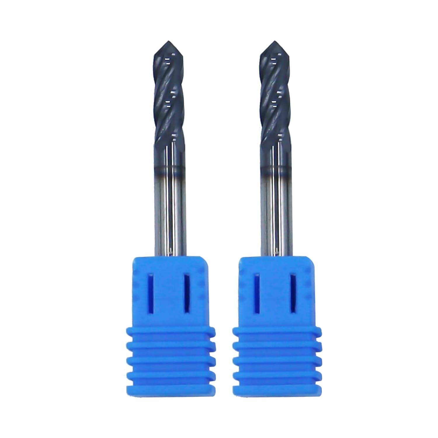 3/16in Solid Carbide Drill Mills, 2Pcs Drill Bit with AlTiN Coated and 4 Flute, 90° Included Angle Bits Tool for Medium Hardness Steel, Brass, Iron