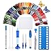 Produktbild KNITISS [Neues Modell] Magie Stickerei Pen Set,Stickerei Pen Punch Nadel Kit Handwerk Werkzeug mit Stoff,50 Farbe Threads