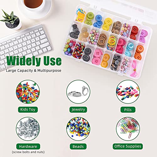 Image of Sixfire 24 Grids Clear Plastic Organizer Jewelry Storage Box 24 Grid Transparent Organizer Box for Earring Fishing Hooks Grids Plastic Storage Box, 15X9X7 Cm