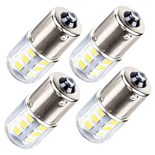 4-Pack BA15S LED Bulbs 3W 12-24V AC/DC Wide Voltage, 6000k Daylight White,DC Bayonet Single Contact Base, Replacement for 1156 Bulbs Replace#: 9421777 67 69 89 98 1247 5007 97 97NA 441067-1 1295NA