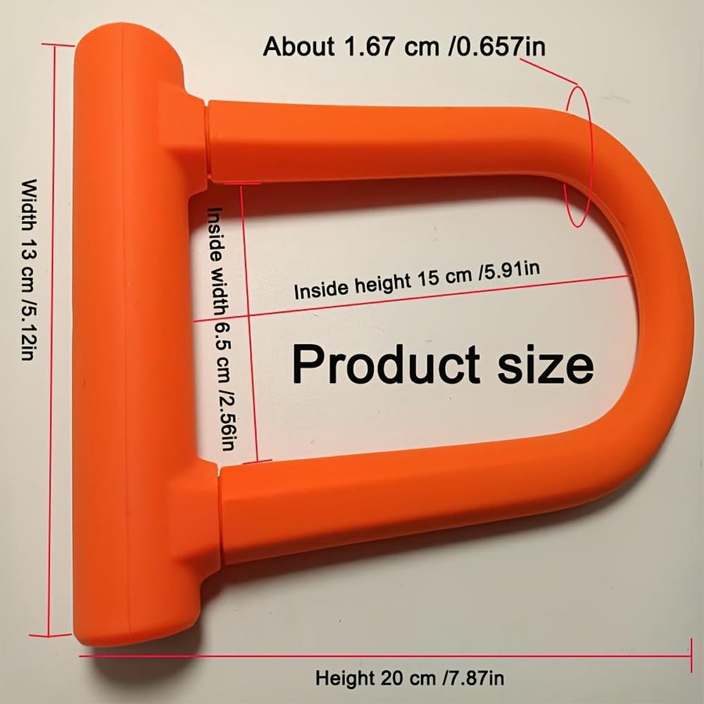 Lucchetto antifurto per Bici in Ferro ZBDZSW con Lucchetto a U in Silicone Resistente con Controllo Manuale della Chiave, Finitura Arancione, per Biciclette, motociclette, Auto