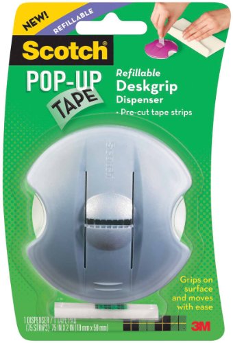 Scotch Pop-Up Tape Refillable Deskgrip Dispenser, 3/4 x 2 Inches, 75 Strips/Pad, 1 Pad/Pack - Colors May Vary (98-G)